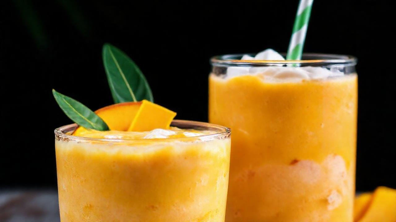 Batido tropical fresco, informativo y apetitoso