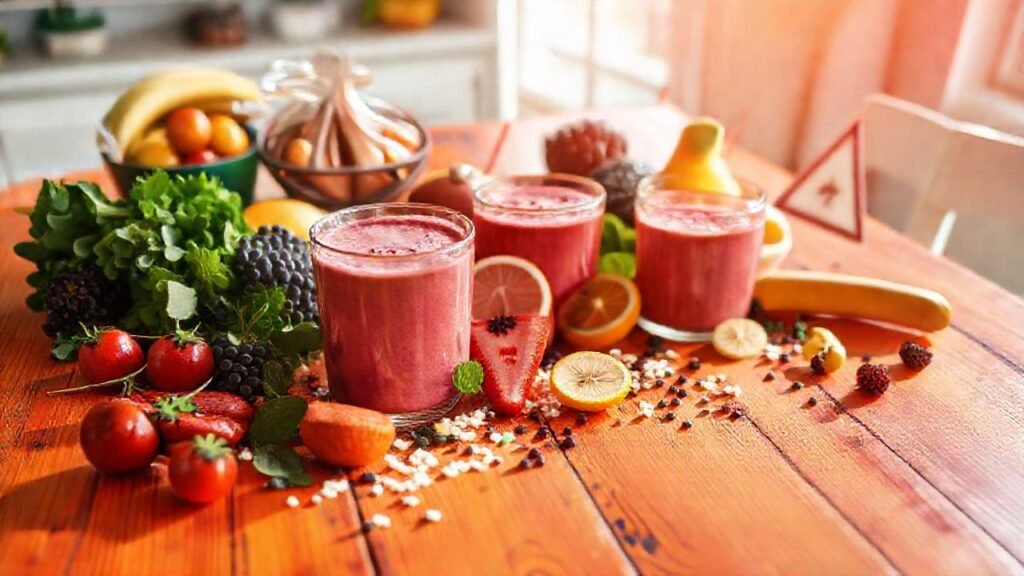 Batido saludable en una mesa alegre