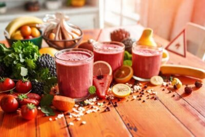 Batido saludable en una mesa alegre