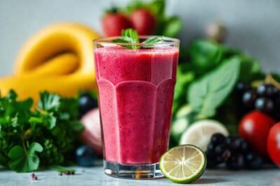 Batido de frutas vibrante y saludable