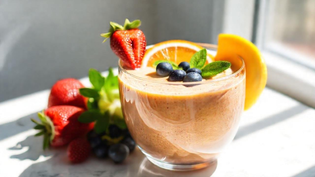 Batido colorido, saludable y fresco