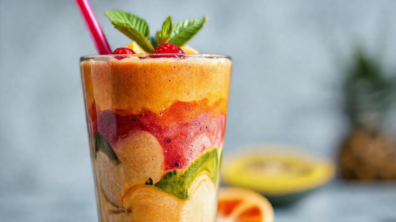 Batido tropical vibrante y apetitoso