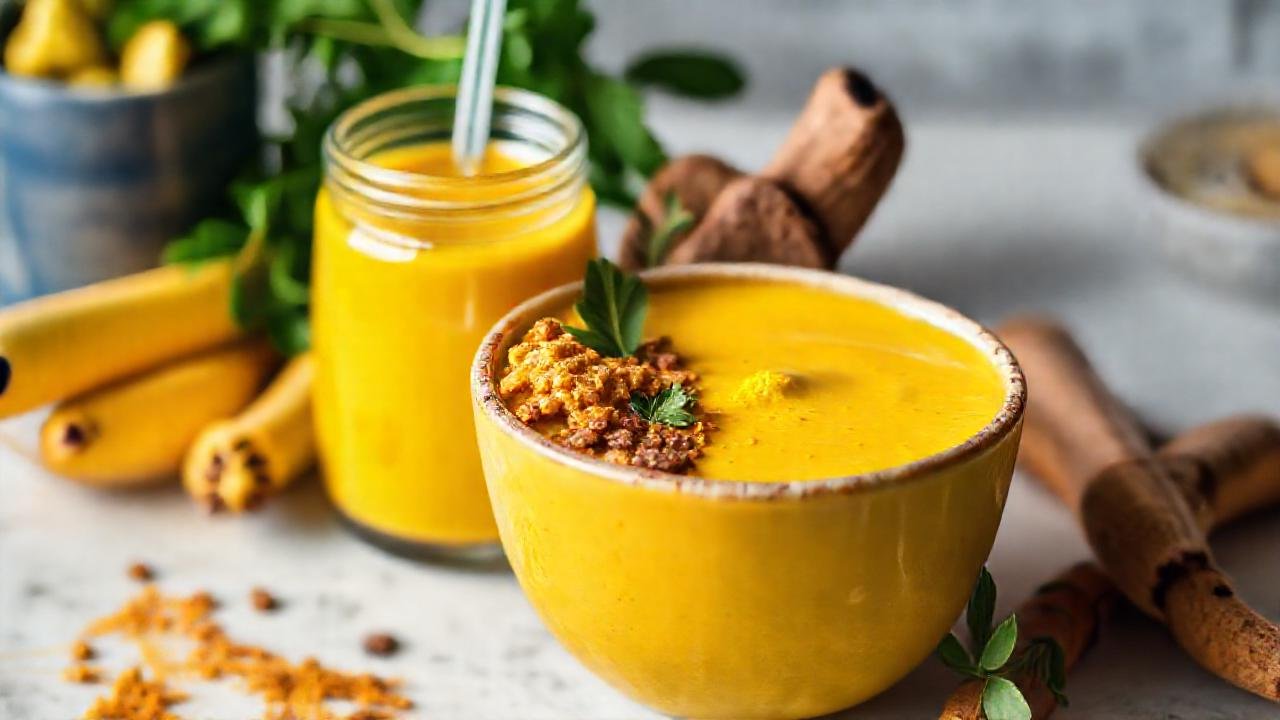 Turmeric vibrante en batido saludable