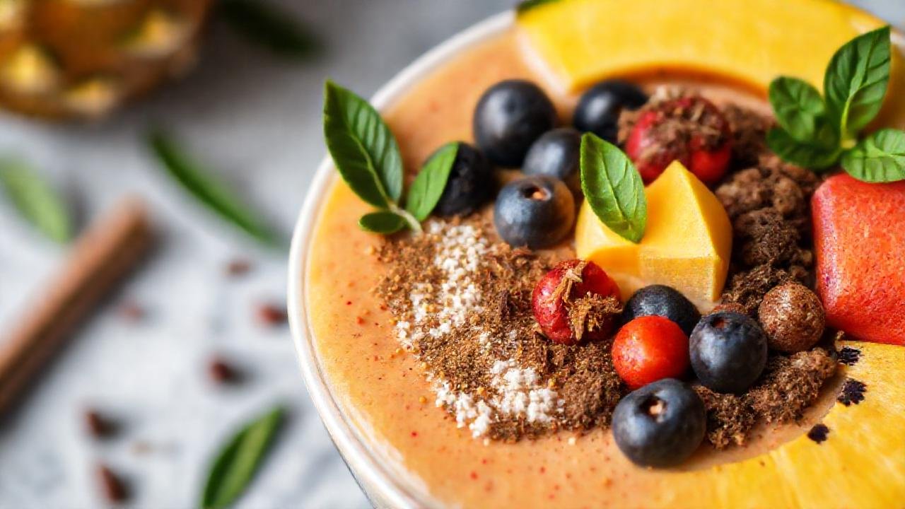 Batido colorido y saludable, apetitoso y vibrante