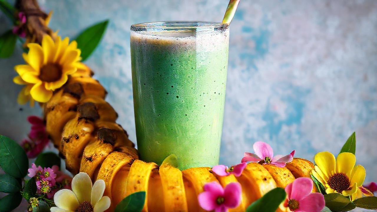 Batido vibrante y artístico, apetitoso y colorido