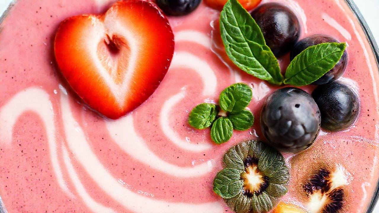 Batido colorido y apetitoso, texturas brillantes