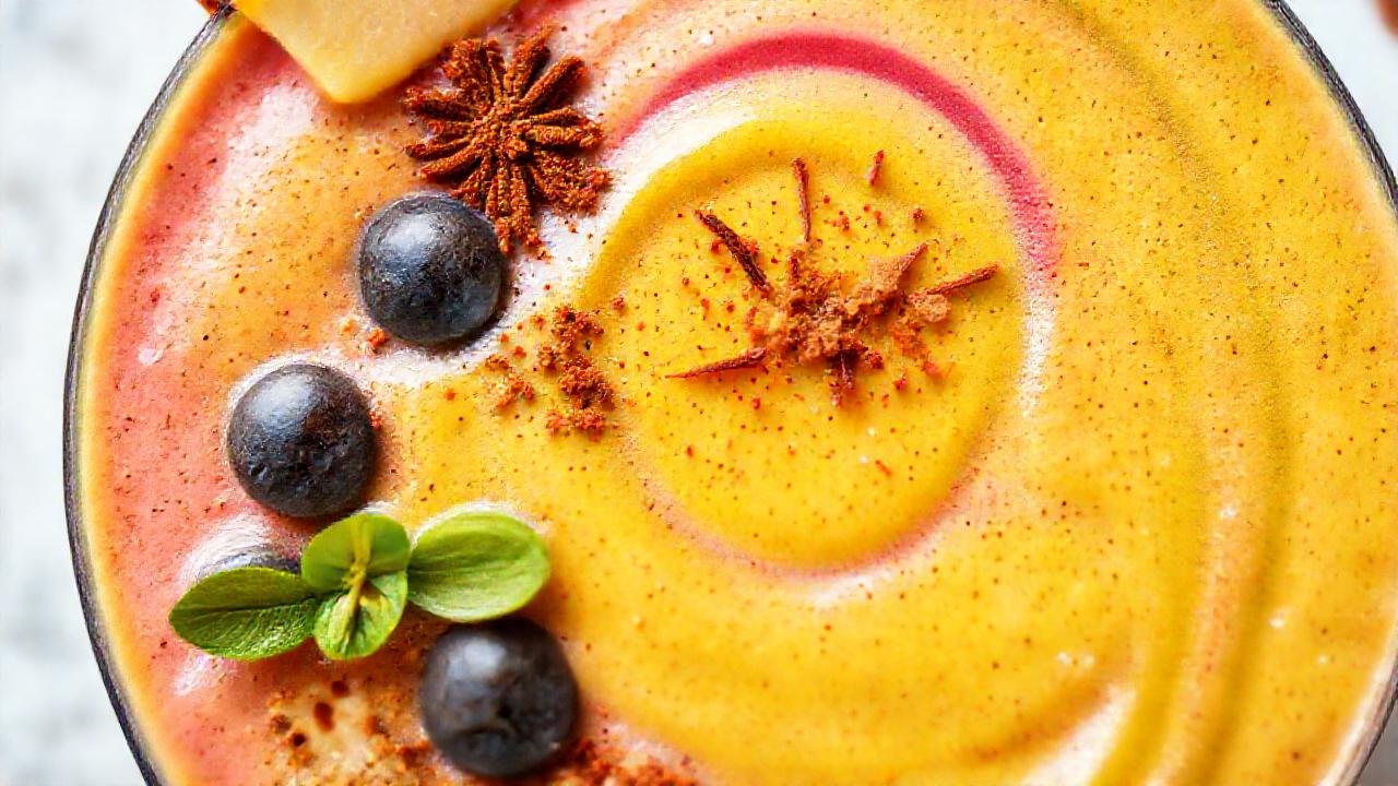 Batido colorido y saludable, apetitoso y vibrante
