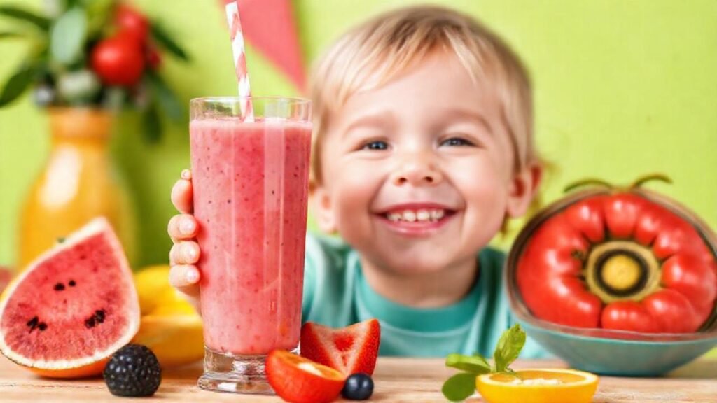 Batido de frutas alegre y saludable