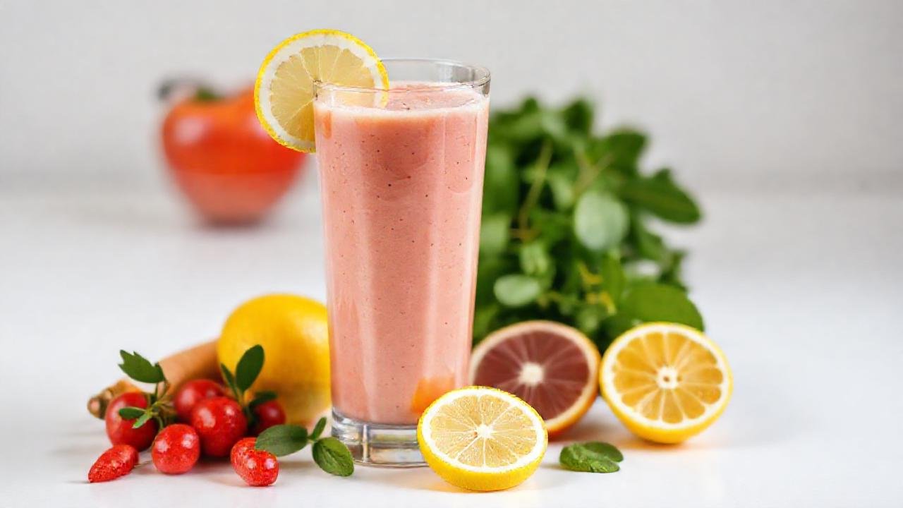Batido brillante, saludable y apetitoso