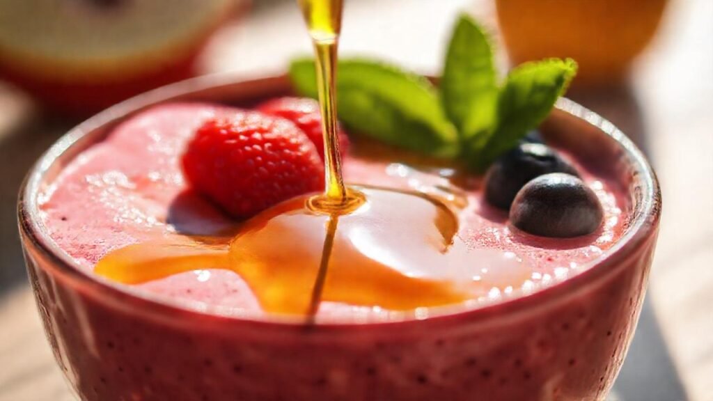 Batido colorido con frutas frescas