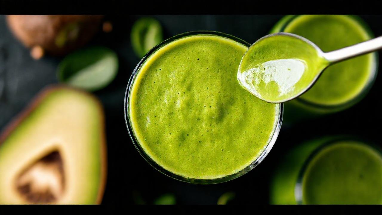 Batido verde cremoso, perfecto y fresco