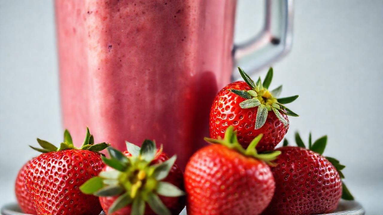 Fresas en batido, salud y color