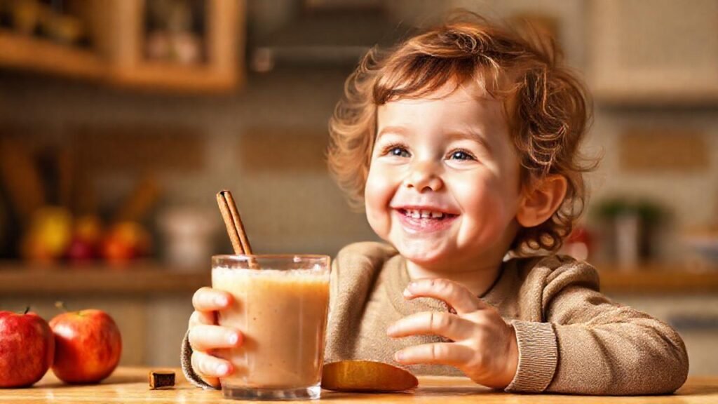 Un niño disfruta un batido saludable y alegre