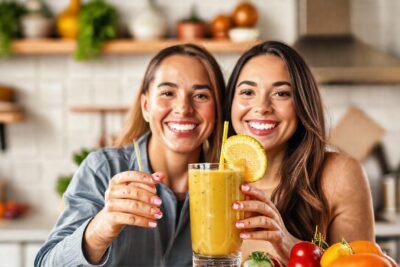 Un batido brillante en un estudio alegre