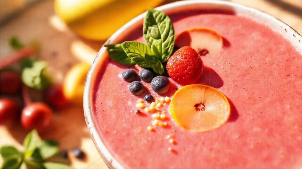 Batido vibrante y saludable bajo sol