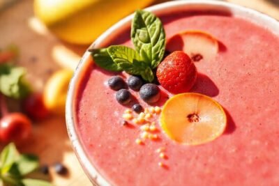 Batido vibrante y saludable bajo sol