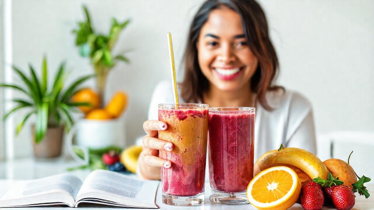 Batido saludable y feliz, diseño minimalista