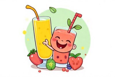 Un batido alegre ilumina a un niño
