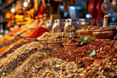 Mercado vibrante de especias