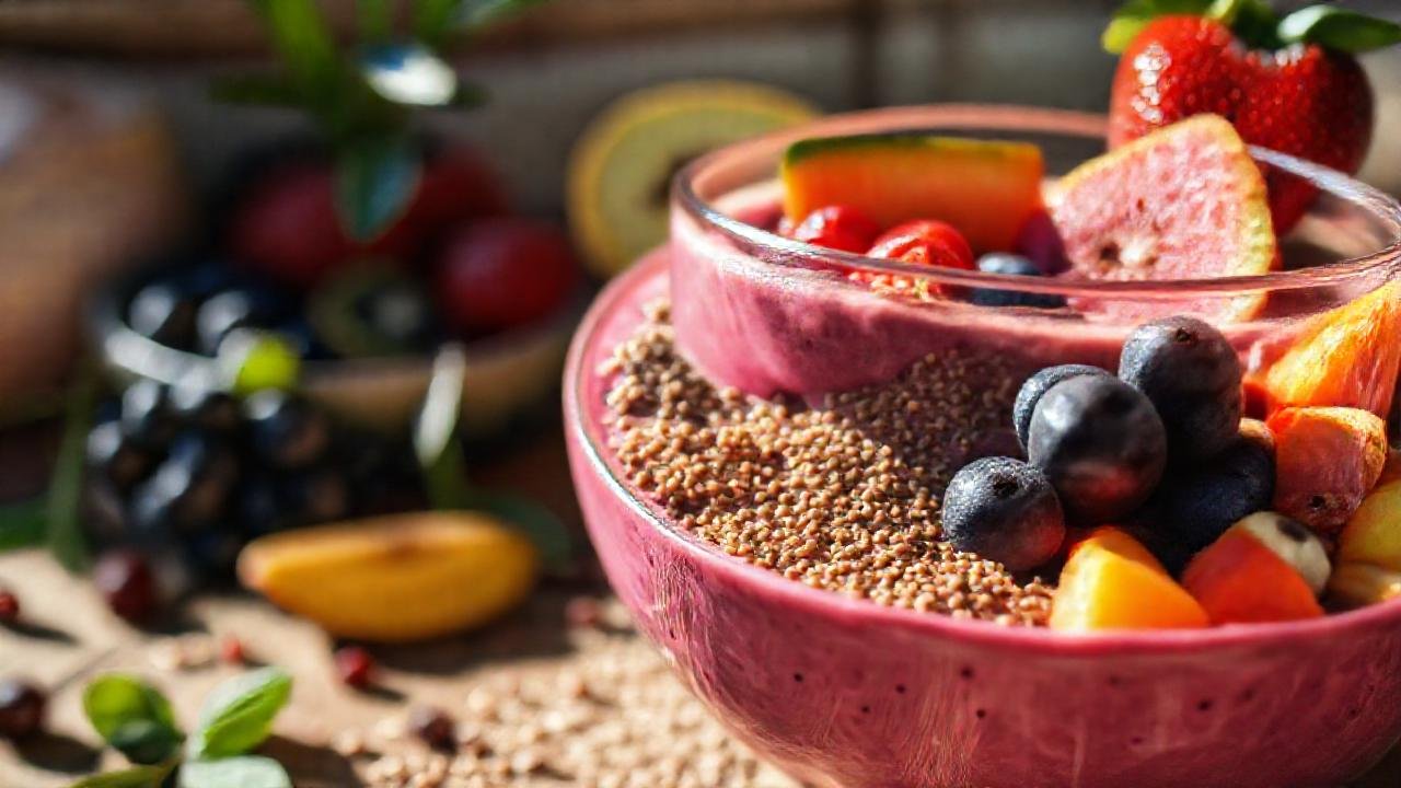 Semillas y frutas saludables en fotografía