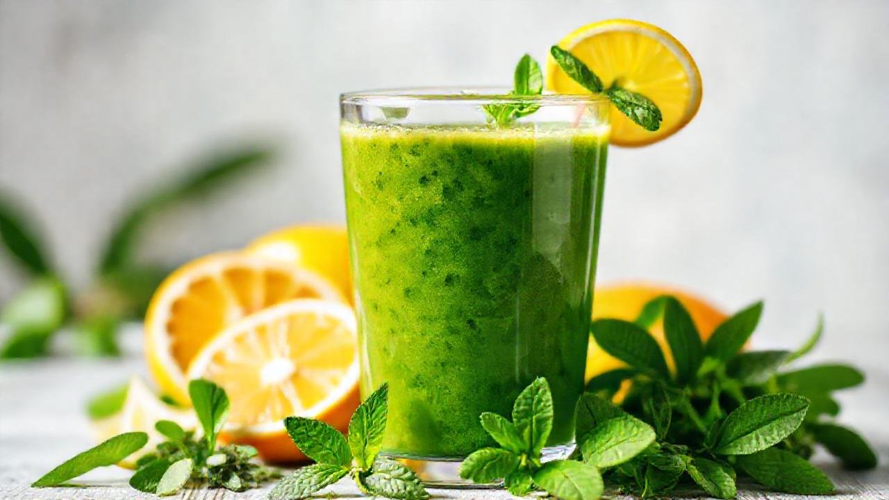 Batido verde fresco, relajante y saludable