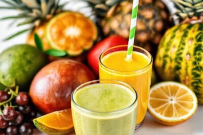 Un batido tropical saludable y atractivo