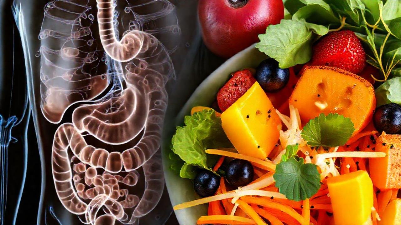 Alimentos saludables, digestivos y coloridos