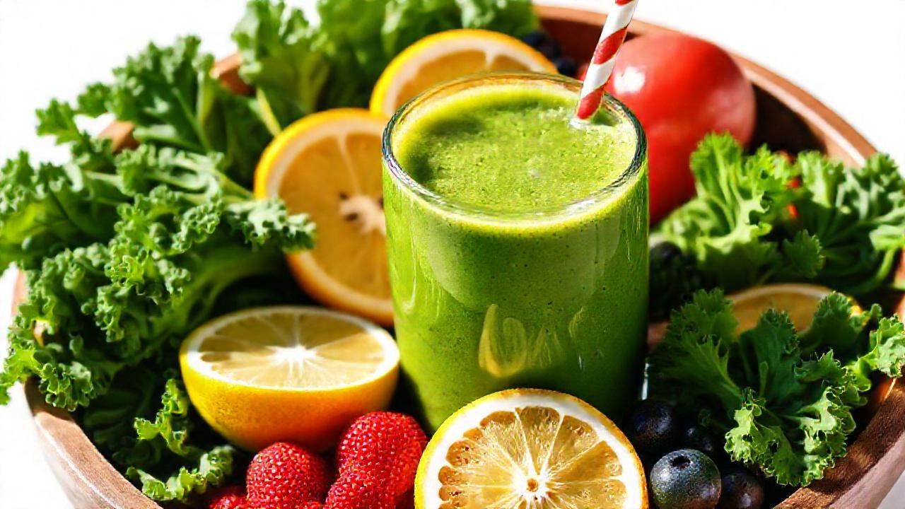 Batido verde fresco, saludable y apetitoso