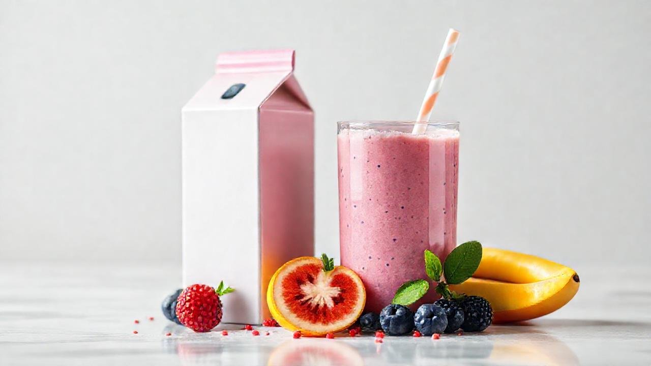 Cartón de leche vibrante, desayuno saludable