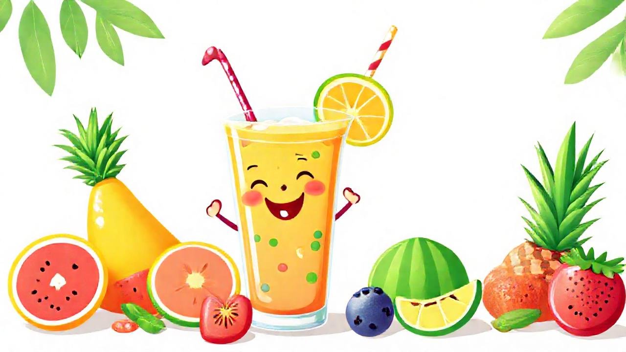 Un smoothie tropical alegra a un niño