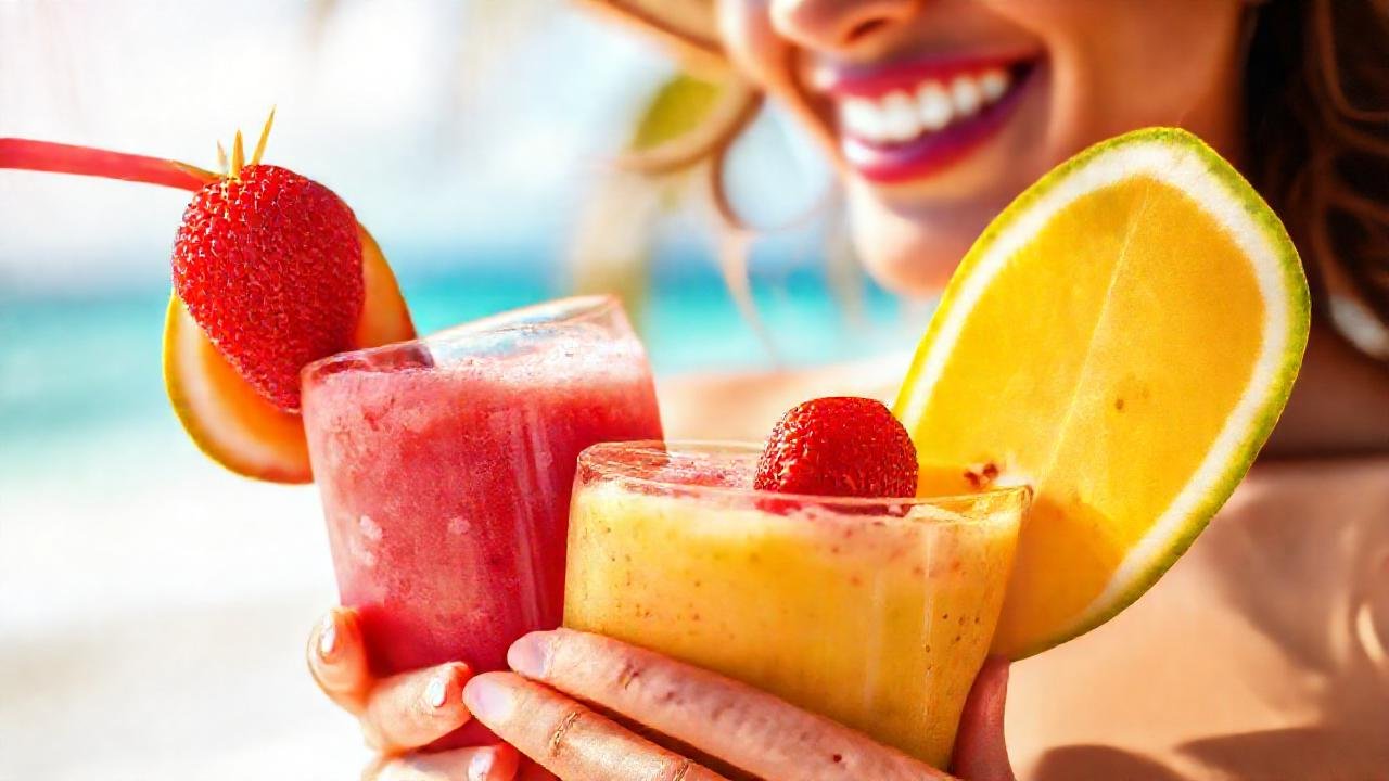 Un batido tropical refrescante y alegre