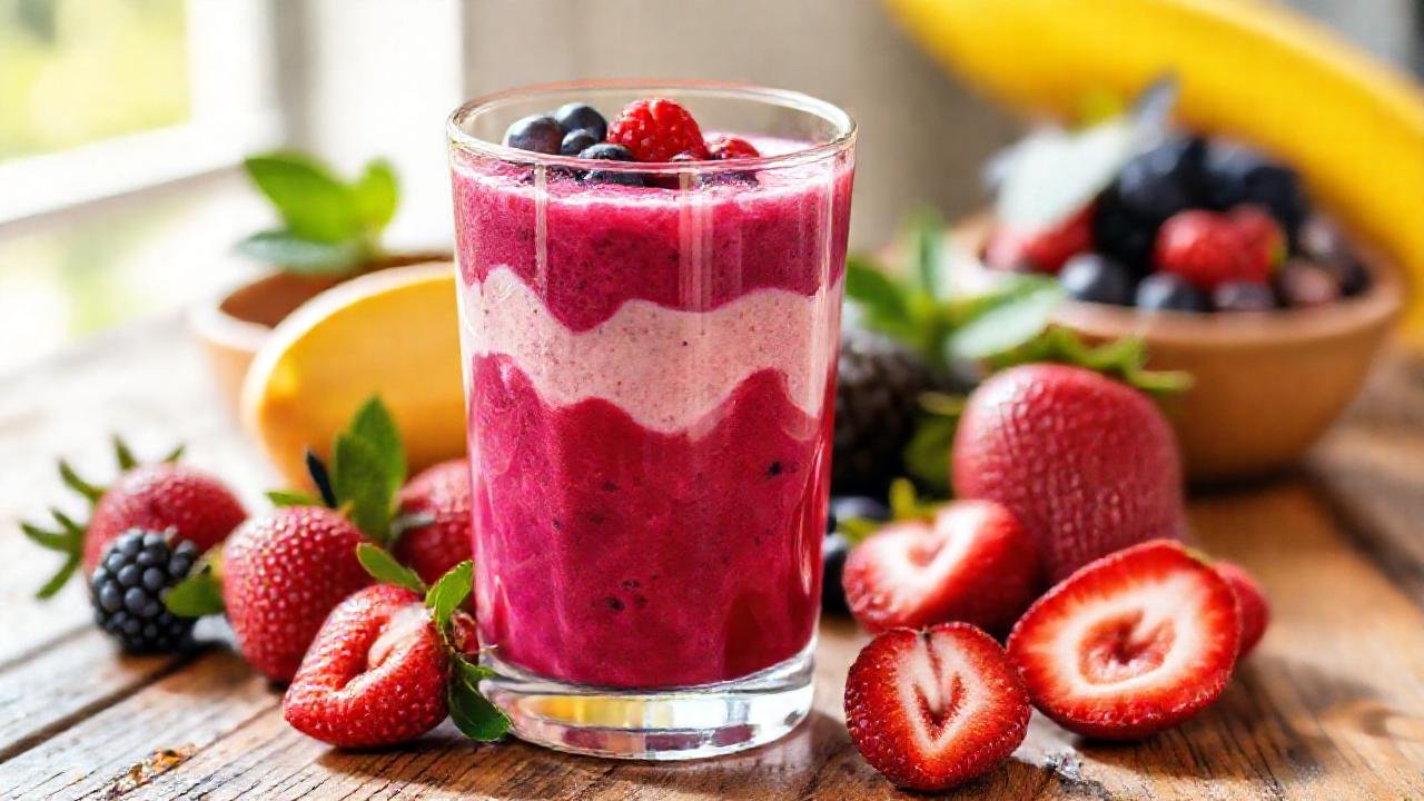 Batido de bayas vibrante y saludable