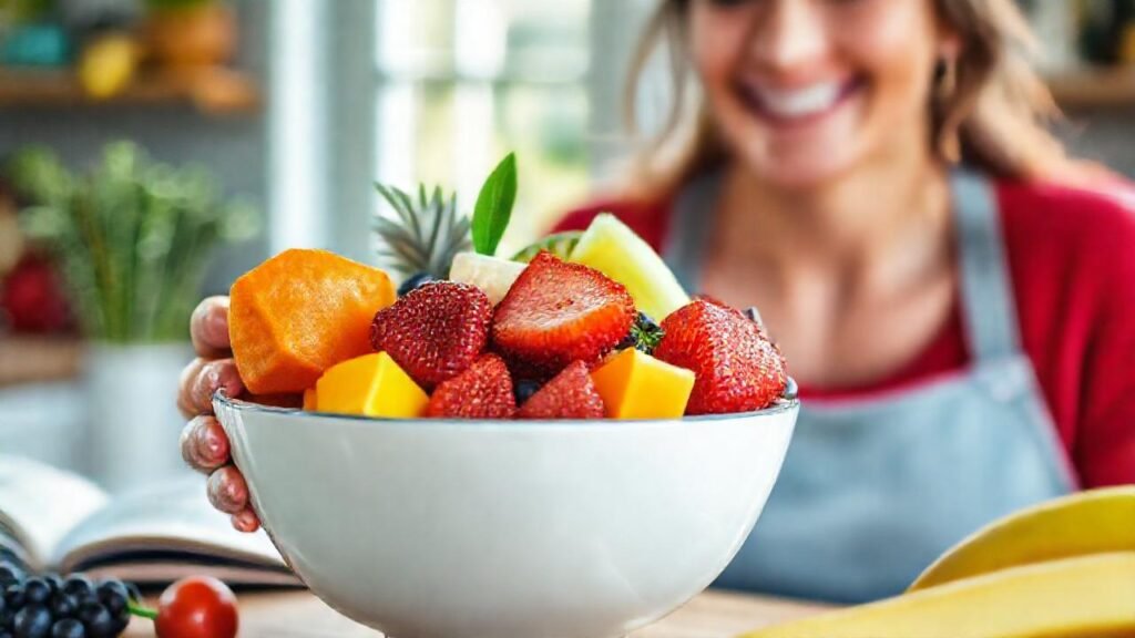 Un frutero brillante promueve una vida sana