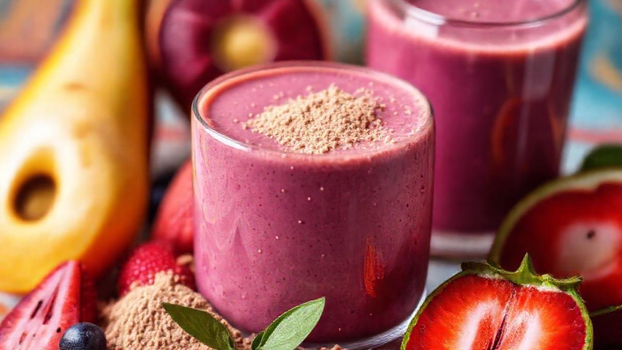 Batido de maca, bienestar natural y colorido