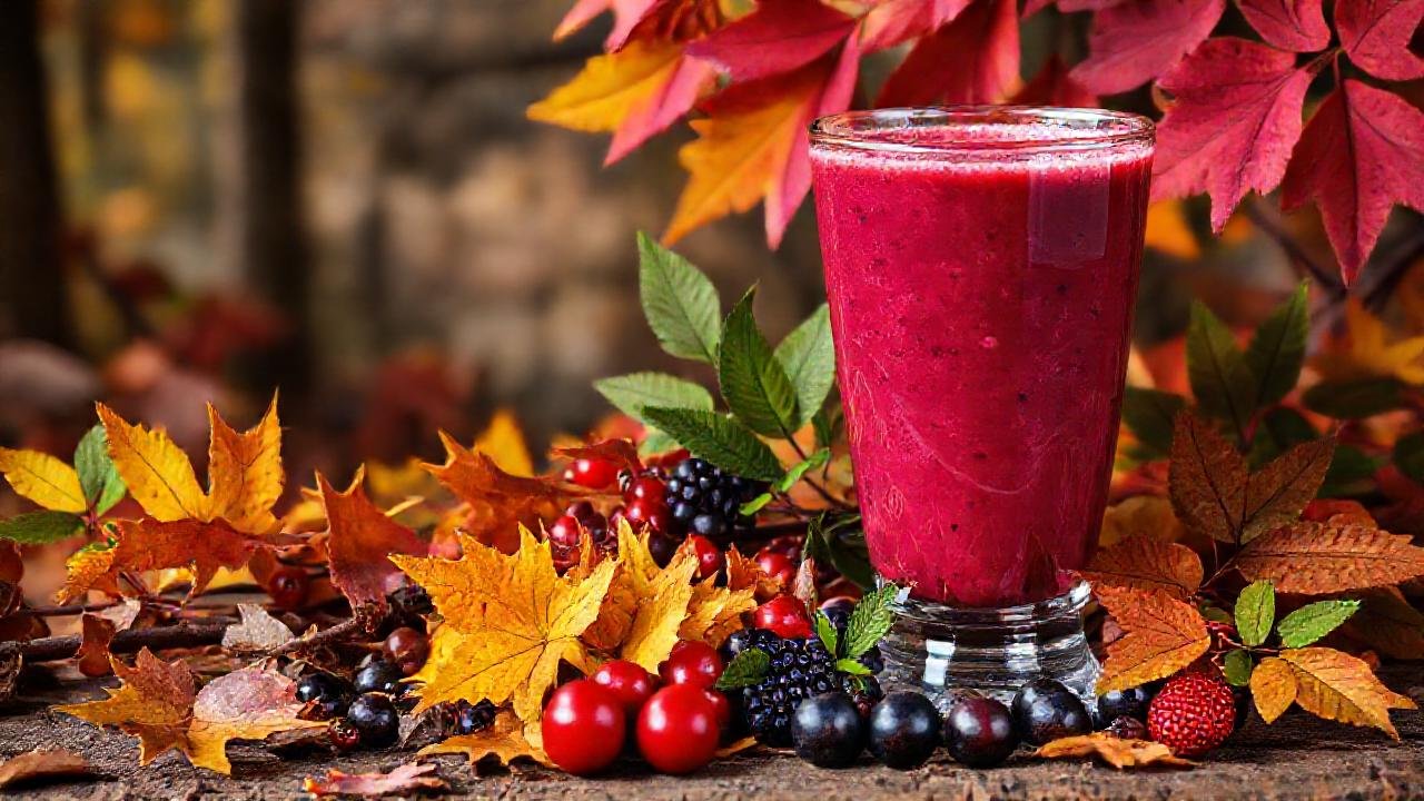 Un smoothie otoñal, colorido y apetitoso