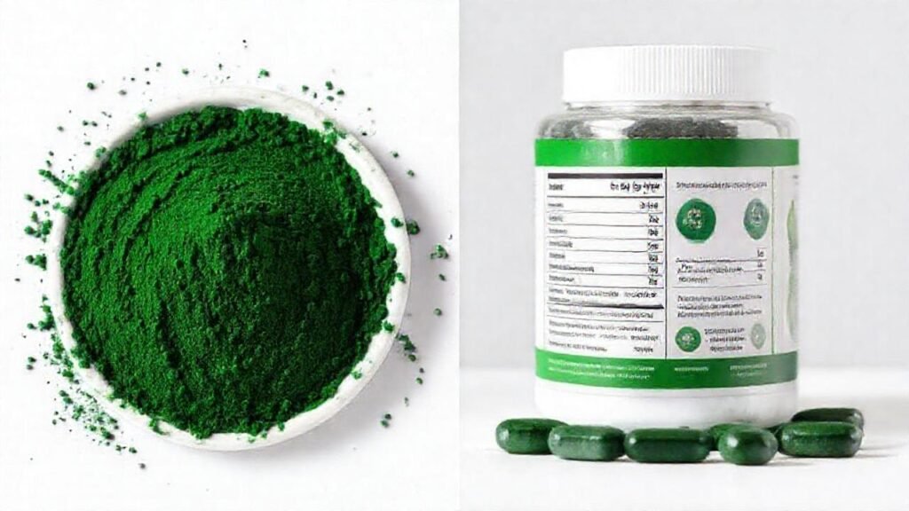 Comparación informativa de spirulina saludable
