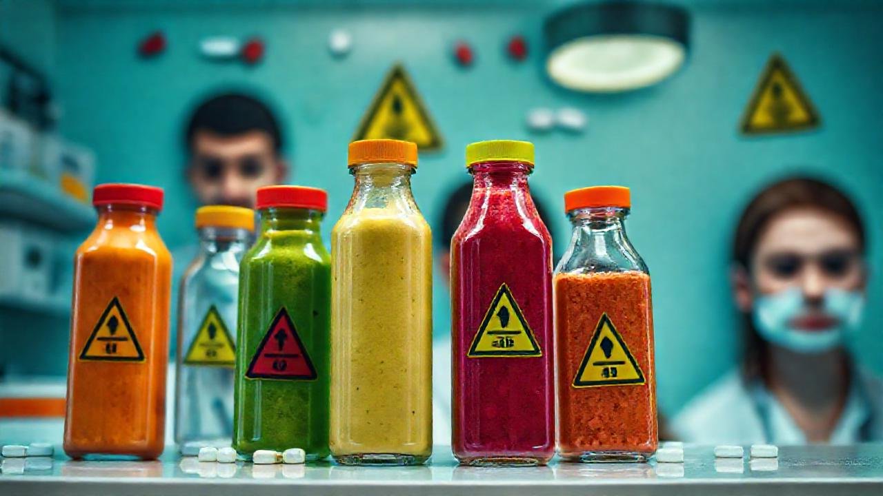 Un entorno médico inquietante con bebidas