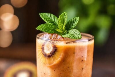 Kiwi fresco y mint en smoothie