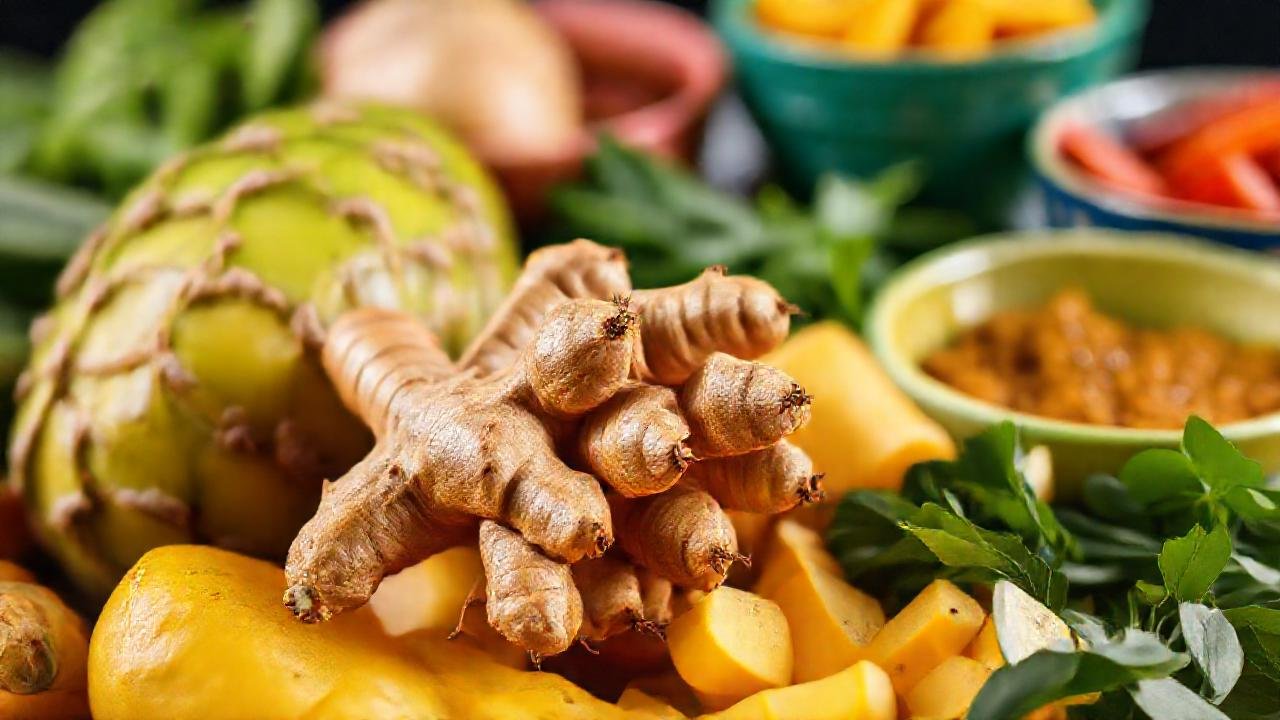 Ingredientes tropicales frescos, apetitosos y coloridos