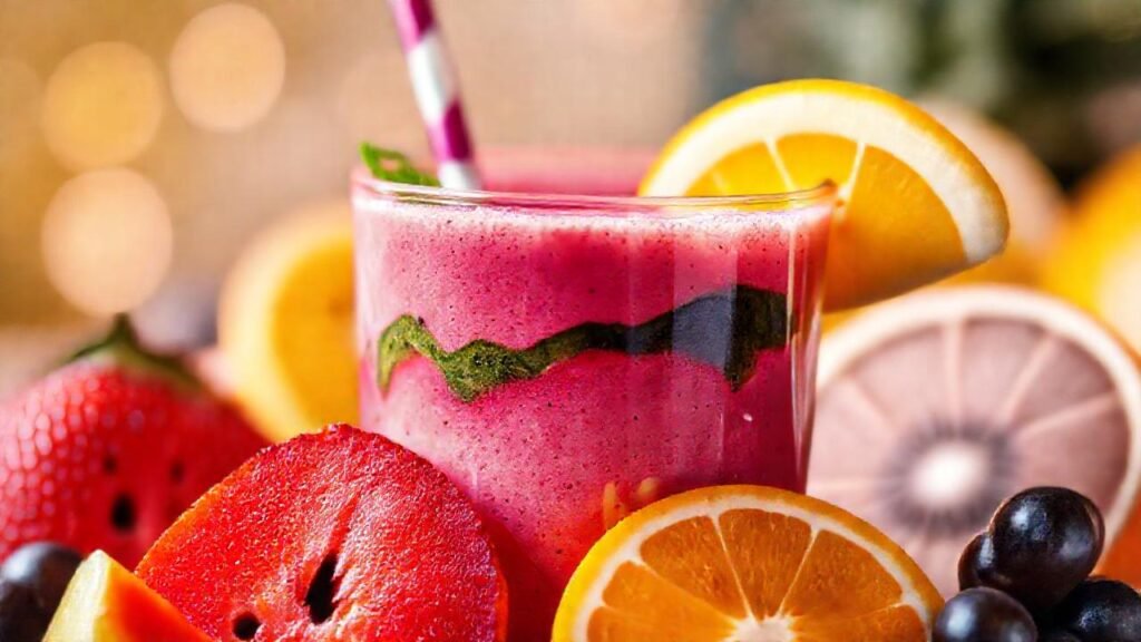 Batido colorido y apetitoso en detalle