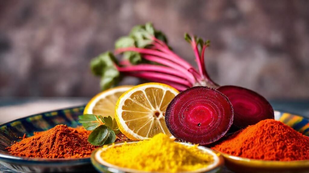 Platos coloridos y apetitosos de ingredientes vibrantes