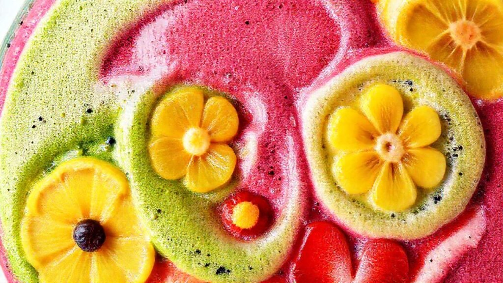 Batido artístico y colorido en estudio