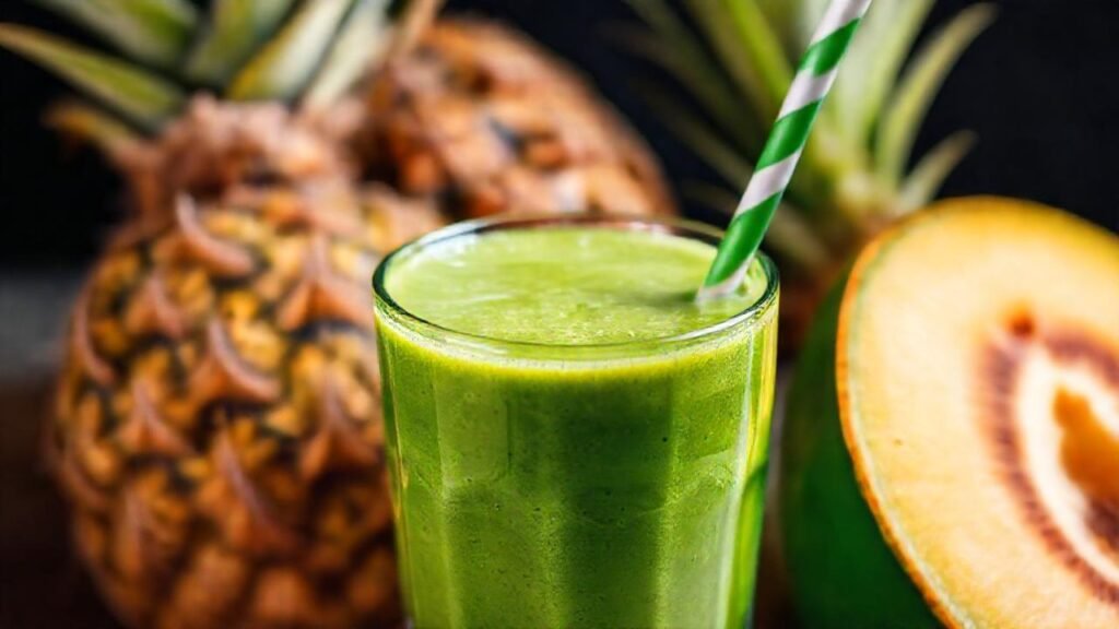 Un batido verde tropical es apetitoso