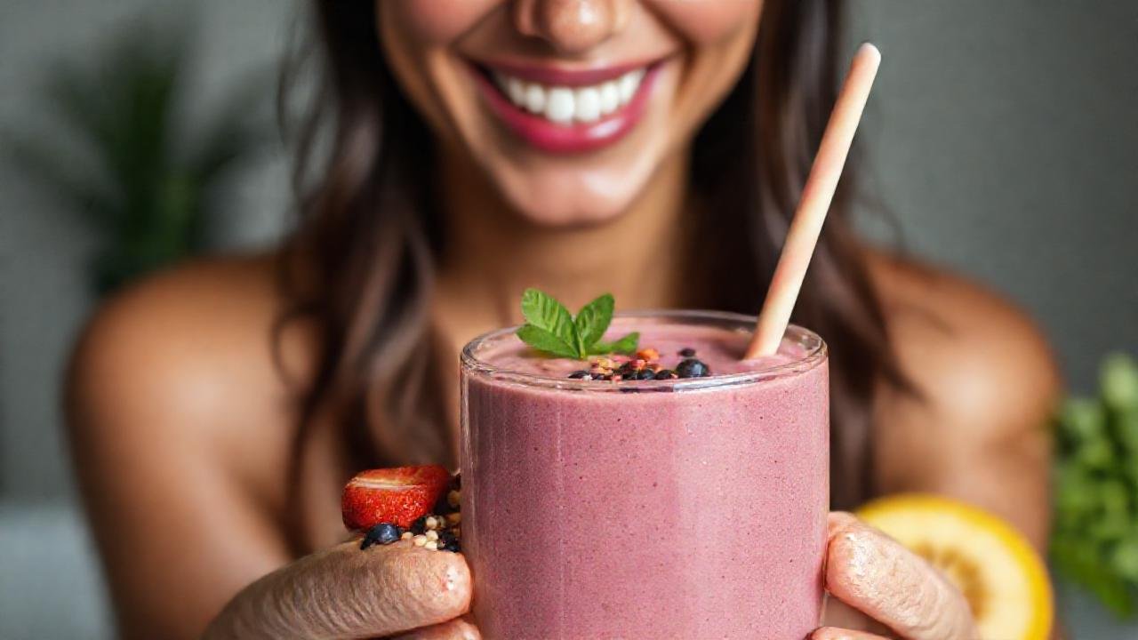 Batido colorido saludable y apetitoso