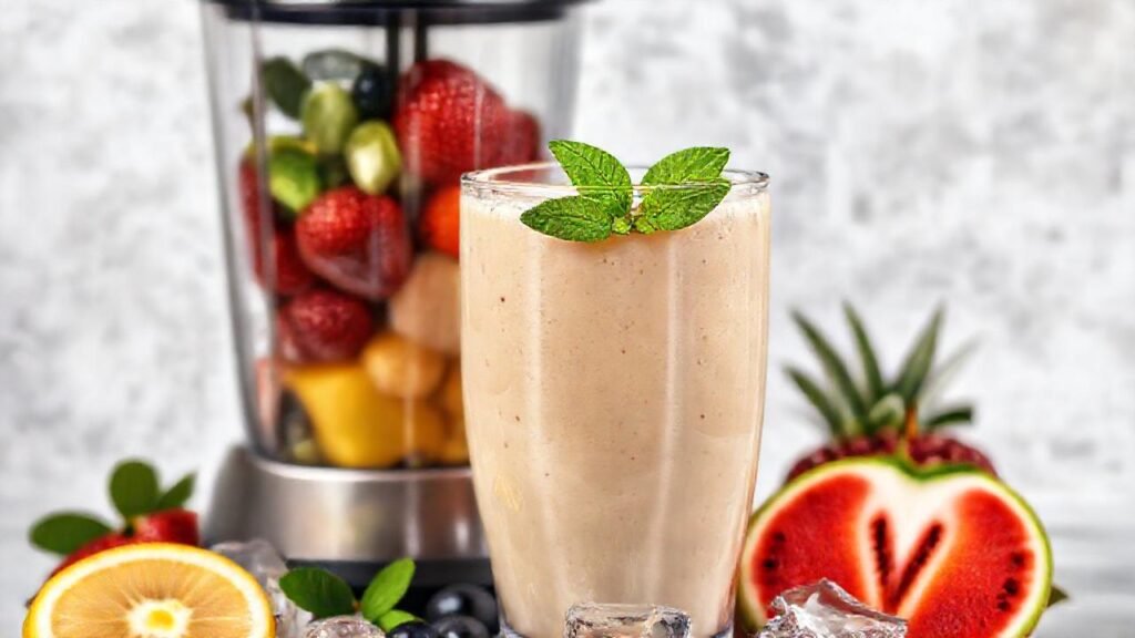 Batido cremoso y apetitoso en estudio