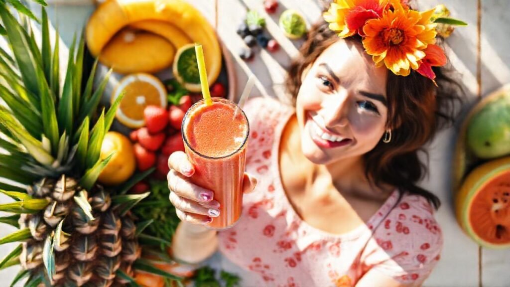 Frutas tropicales vibrantes dan alegría saludable