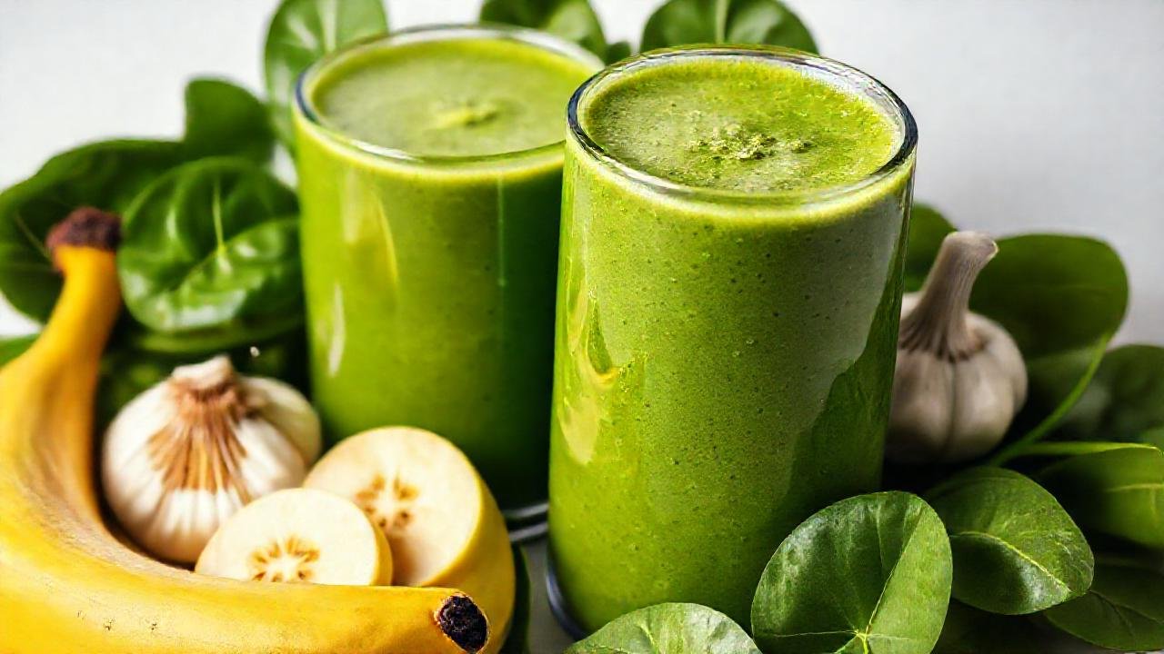 Batido verde saludable, atractivo y fresco