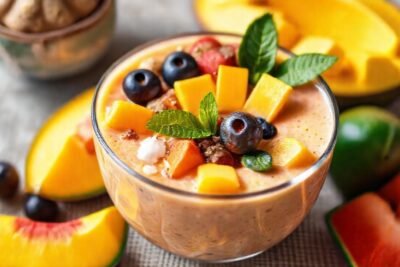 Batido tropical vibrante y saludable