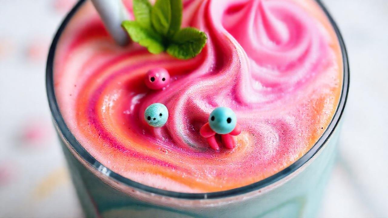 Batido vibrante y artístico, apetitoso