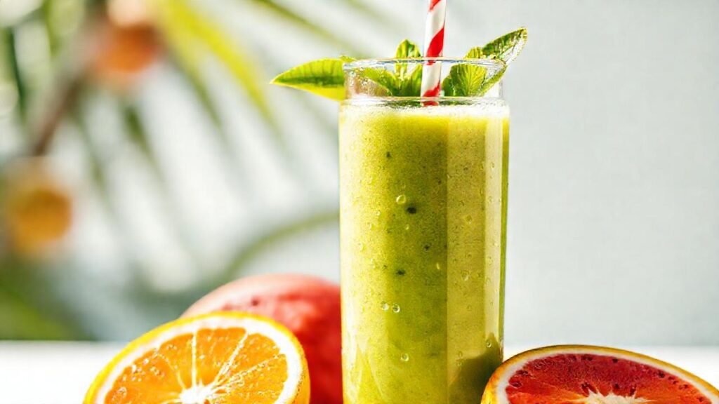 Batido tropical apetitoso y brillante